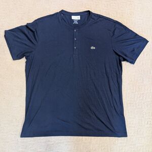 Lacoste Henley T-Shirt Mens XXL 2X 2XL Navy Short Sleeve 100% Pima Cotton